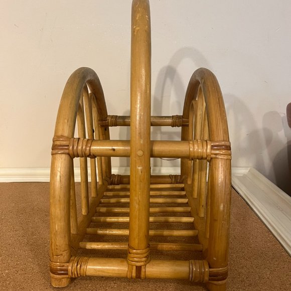 Mid Century Style Modern Bent Bamboo and Rattan Magazine Rack Albini Style - Picture 4 of 7